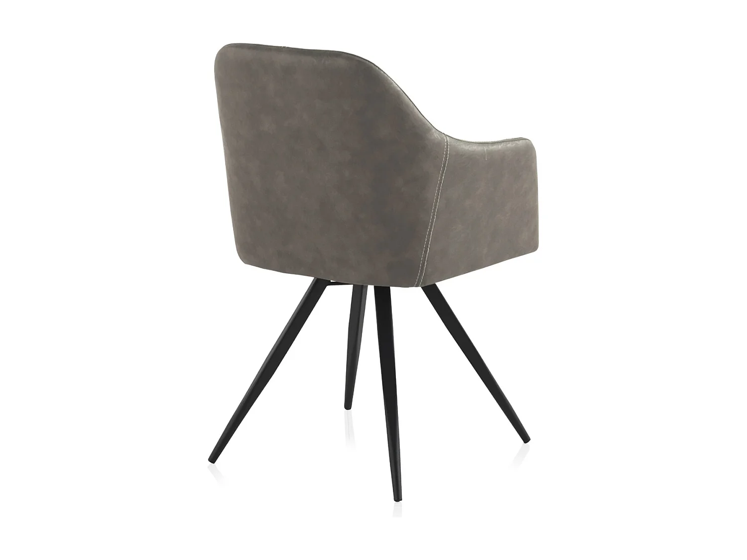 Taupe gepolsterter Sessel mit schwarzen Metallbeinen