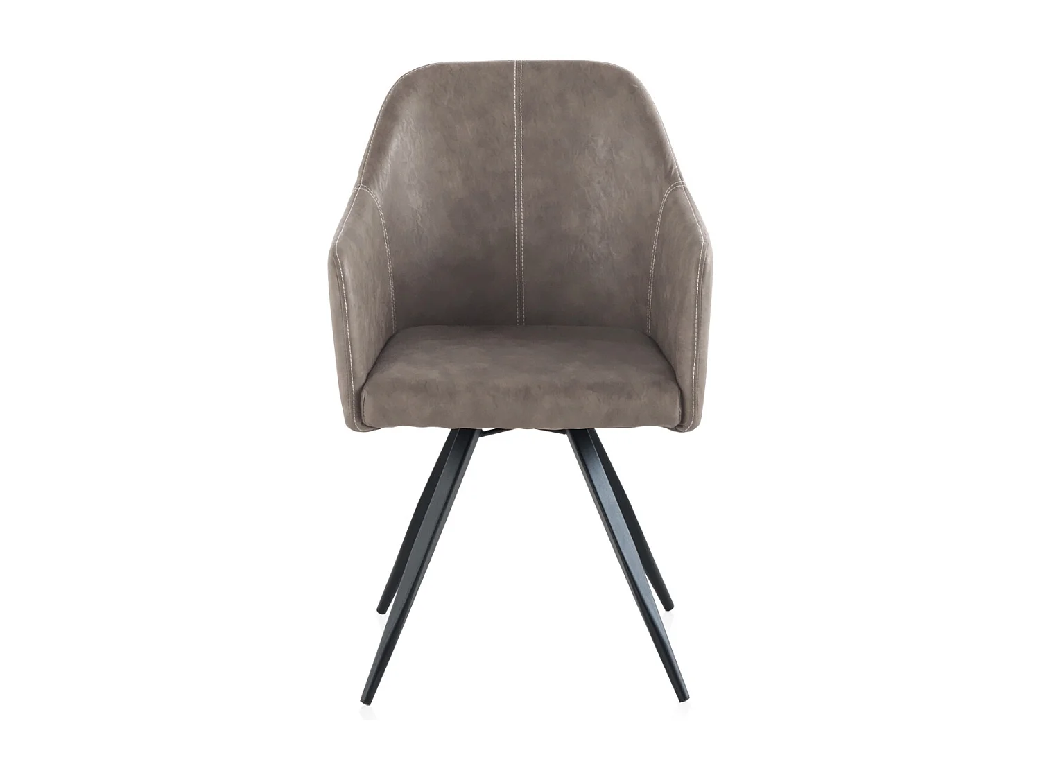 Fauteuil rembourré couleur taupe avec pieds métalliques noirs