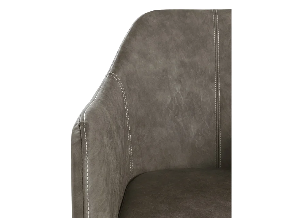 Fauteuil rembourré couleur taupe avec pieds métalliques noirs