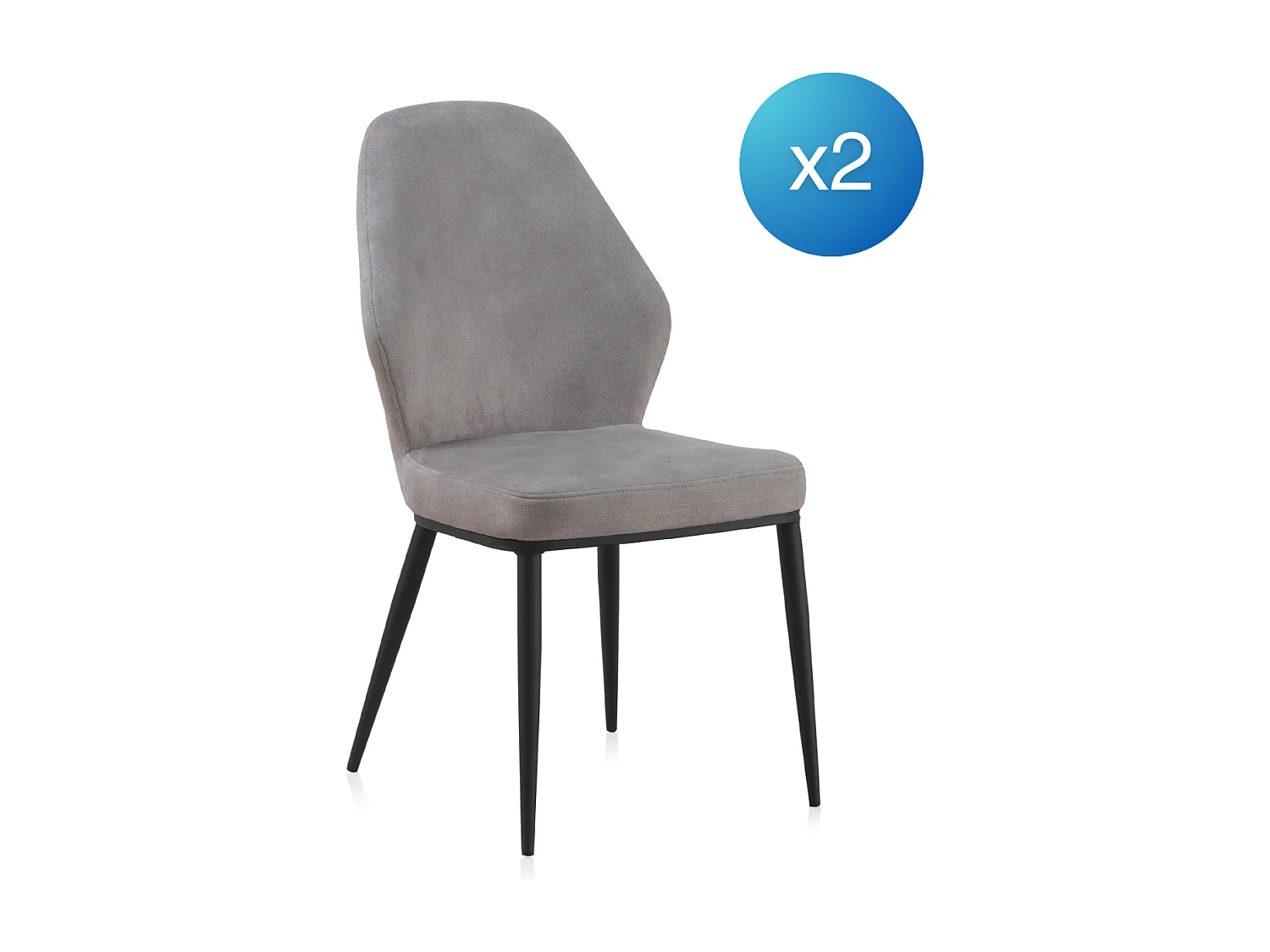 Lot de 2 chaises rembourrées gris clair avec pieds métalliques noirs