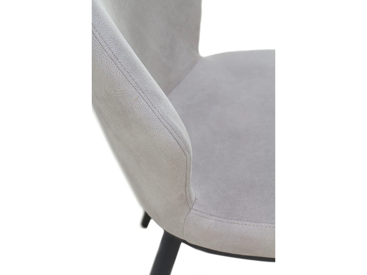 Lot de 2 chaises rembourrées gris clair avec pieds métalliques noirs