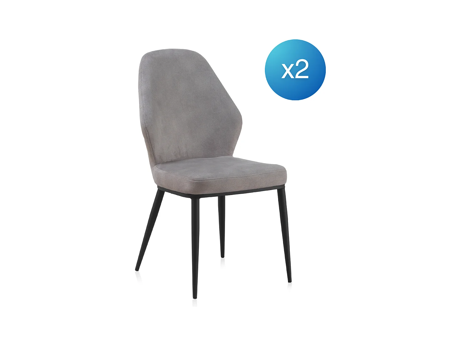 Lot de 2 chaises tapissées gris clair avec pieds en métal noir