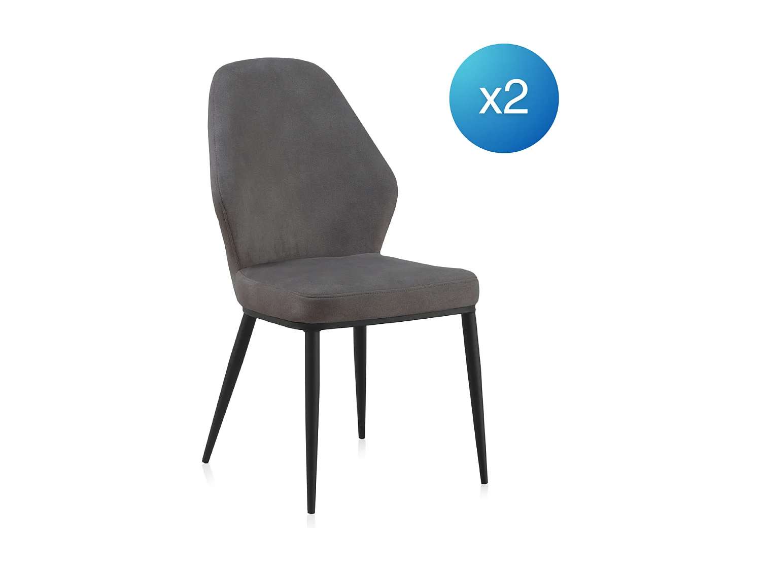 Lot de 2 chaises rembourrées gris foncé avec pieds métalliques noirs