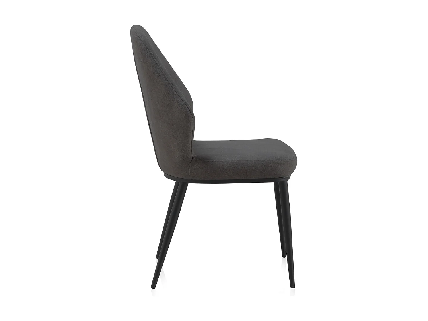 Lot de 2 chaises rembourrées gris foncé avec pieds métalliques noirs