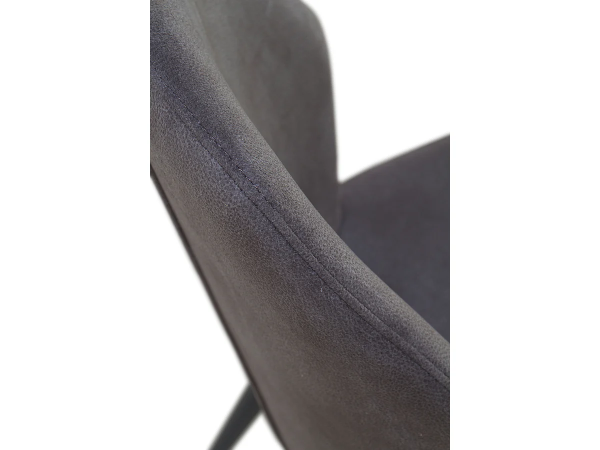 Lot de 2 chaises rembourrées gris foncé avec pieds métalliques noirs