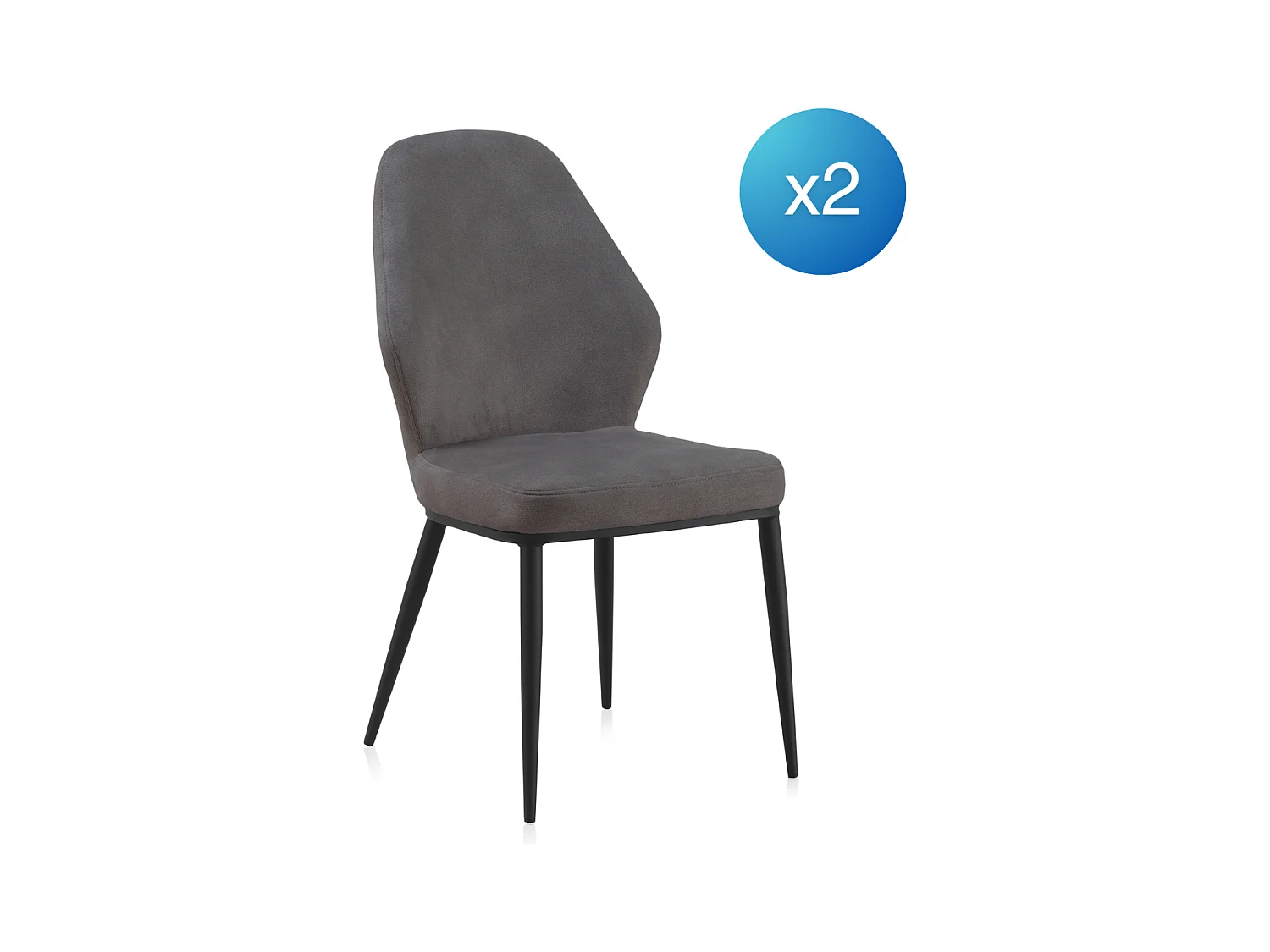 Lot de 2 chaises tapissées gris foncé avec pieds métalliques noirs