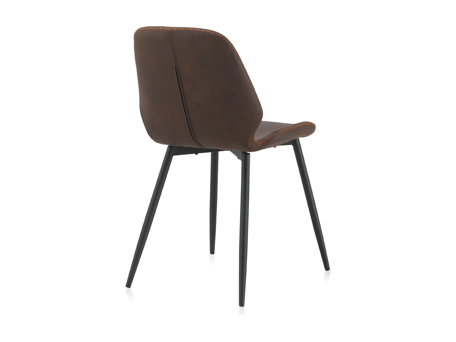 Packung mit 2 gepolsterten Stühlen in Braun mit schwarzen Metallbeinen