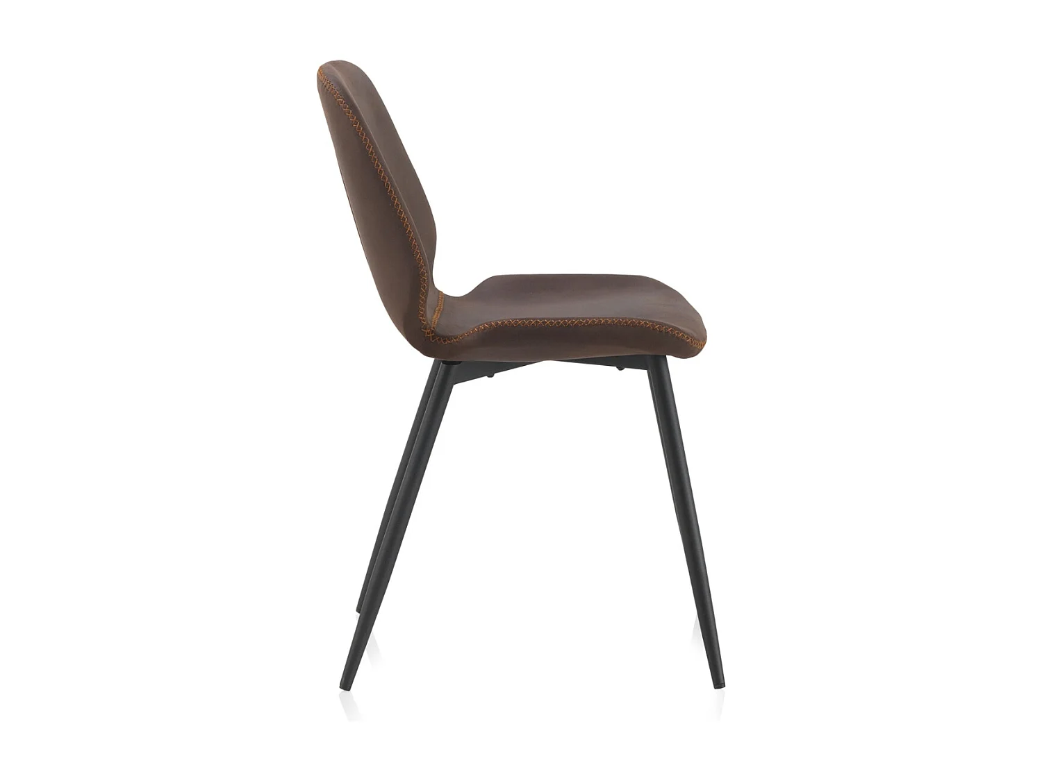 Packung mit 2 gepolsterten Stühlen in Braun mit schwarzen Metallbeinen