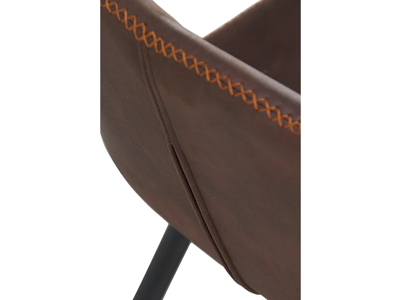 Packung mit 2 gepolsterten Stühlen in Braun mit schwarzen Metallbeinen