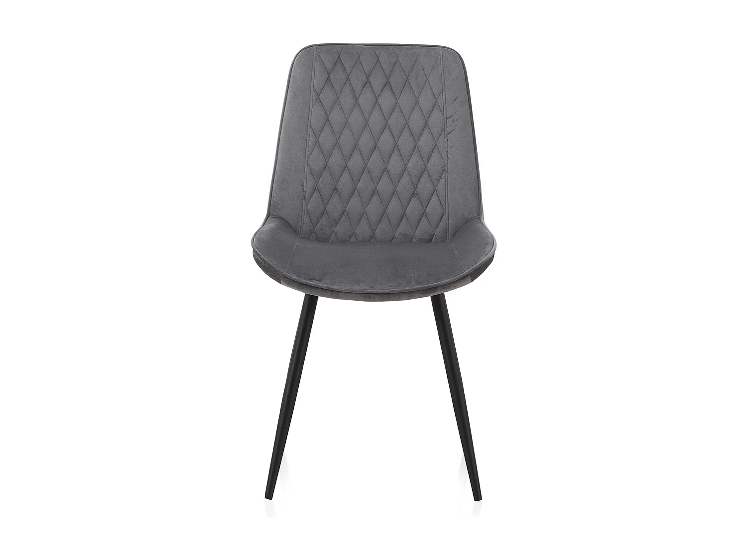 Lot de 2 chaises rembourrées  grises avec pieds métalliques noirs