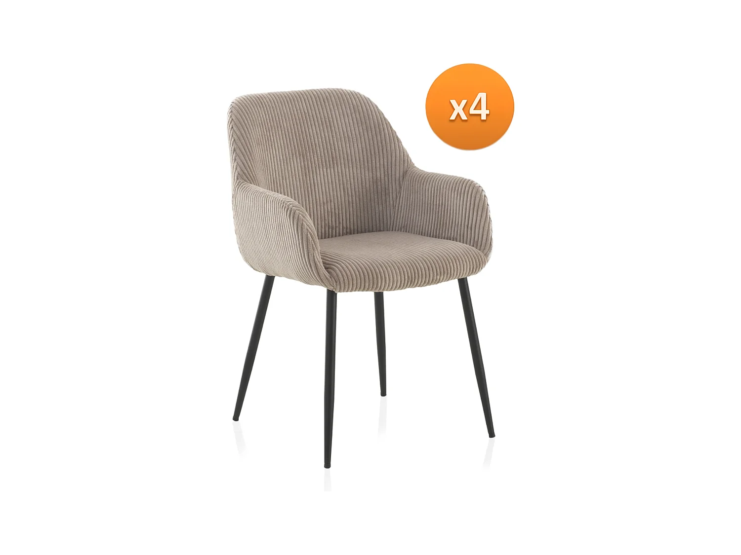 Lot de 4 fauteuils tapissés en velours côtelé lavande