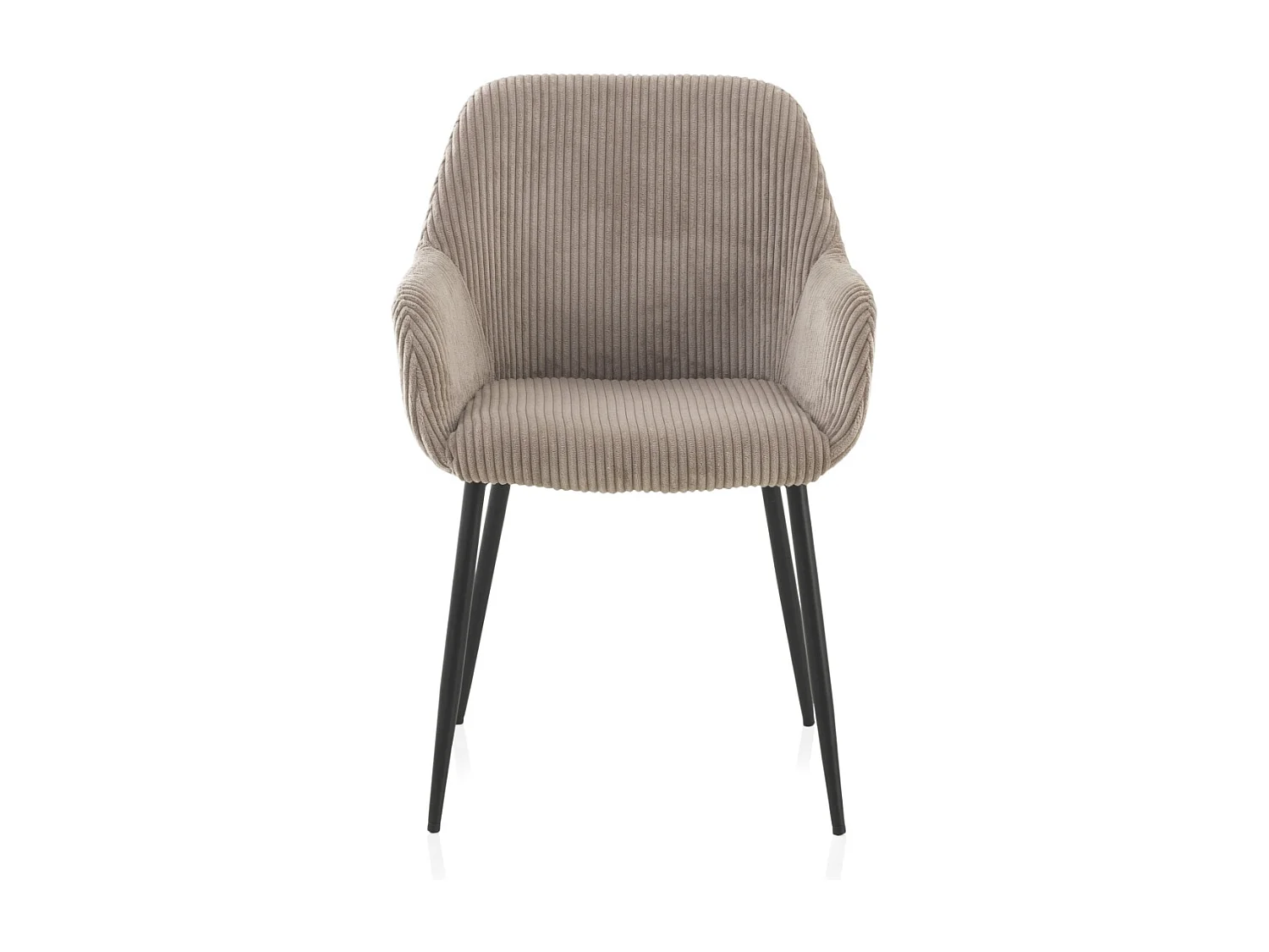 Lot de 4 fauteuils rembourrés en velours côtelé lavande avec pieds métalliques noirs