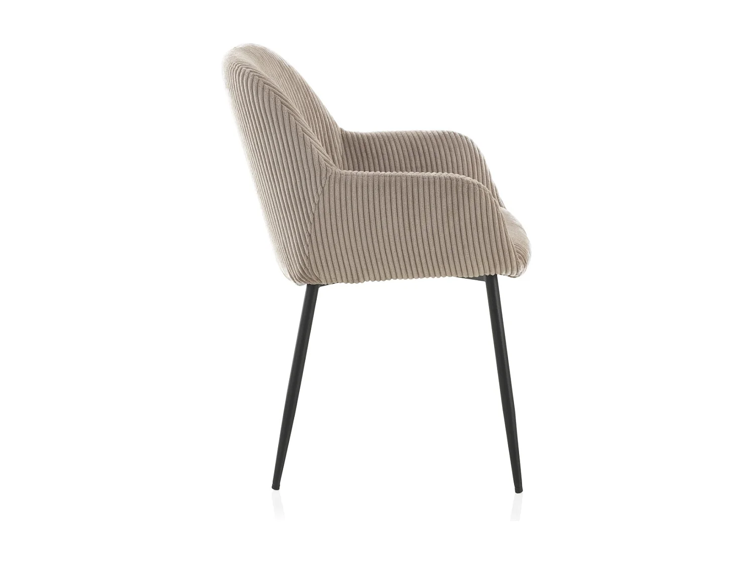 Lot de 4 fauteuils rembourrés en velours côtelé lavande avec pieds métalliques noirs