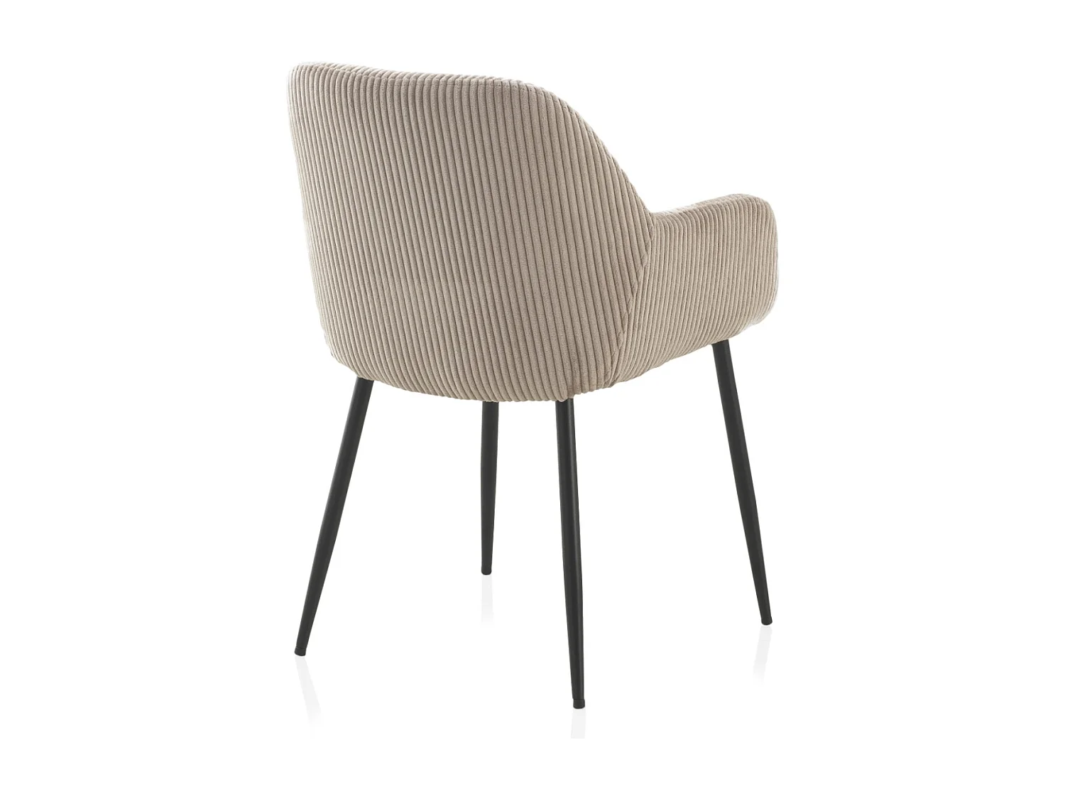 Lot de 4 fauteuils rembourrés en velours côtelé lavande avec pieds métalliques noirs