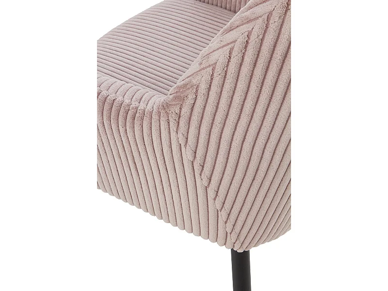 Lot de 4 fauteuils rembourrés en velours côtelé lavande avec pieds métalliques noirs