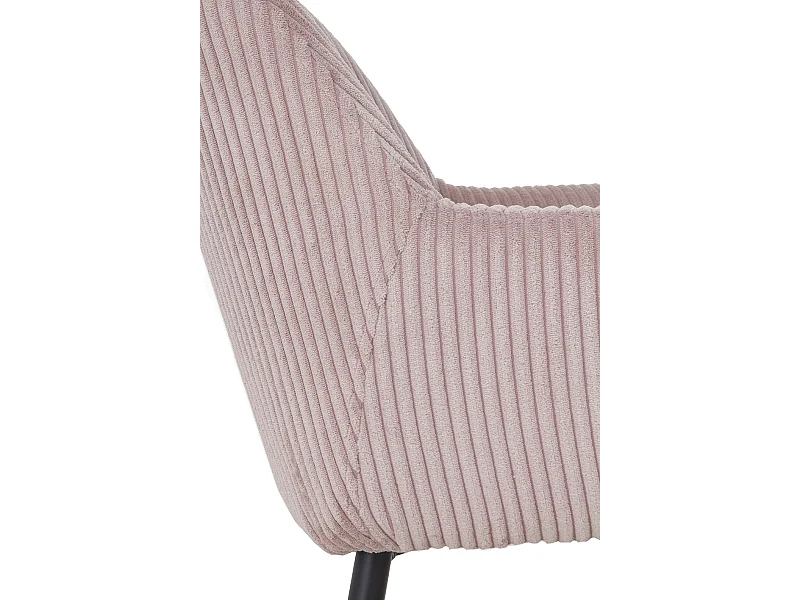 Lot de 4 fauteuils rembourrés en velours côtelé lavande avec pieds métalliques noirs