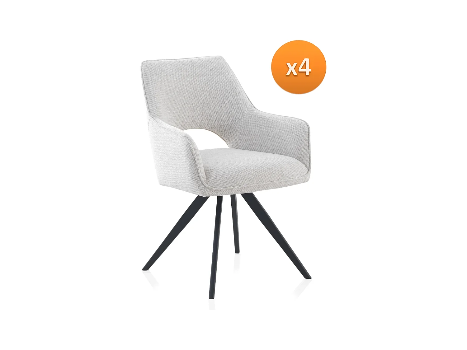 Lot de 4 fauteuils pivotants tapissés beige avec pieds en métal noir