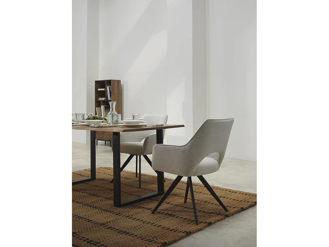 Lot de 4 fauteuils pivotants rembourrés beige avec pieds métalliques noirs