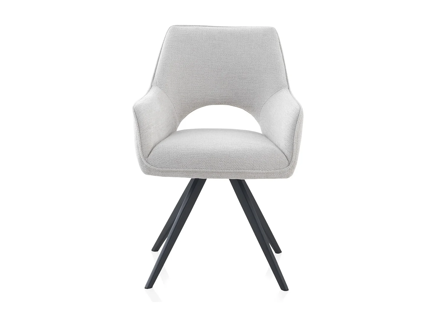 Lot de 4 fauteuils pivotants rembourrés beige avec pieds métalliques noirs