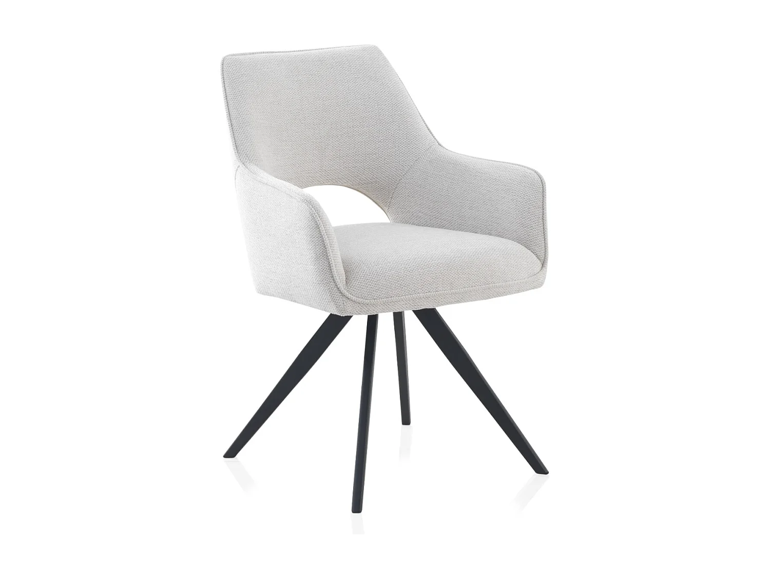 Lot de 4 fauteuils pivotants rembourrés beige avec pieds métalliques noirs