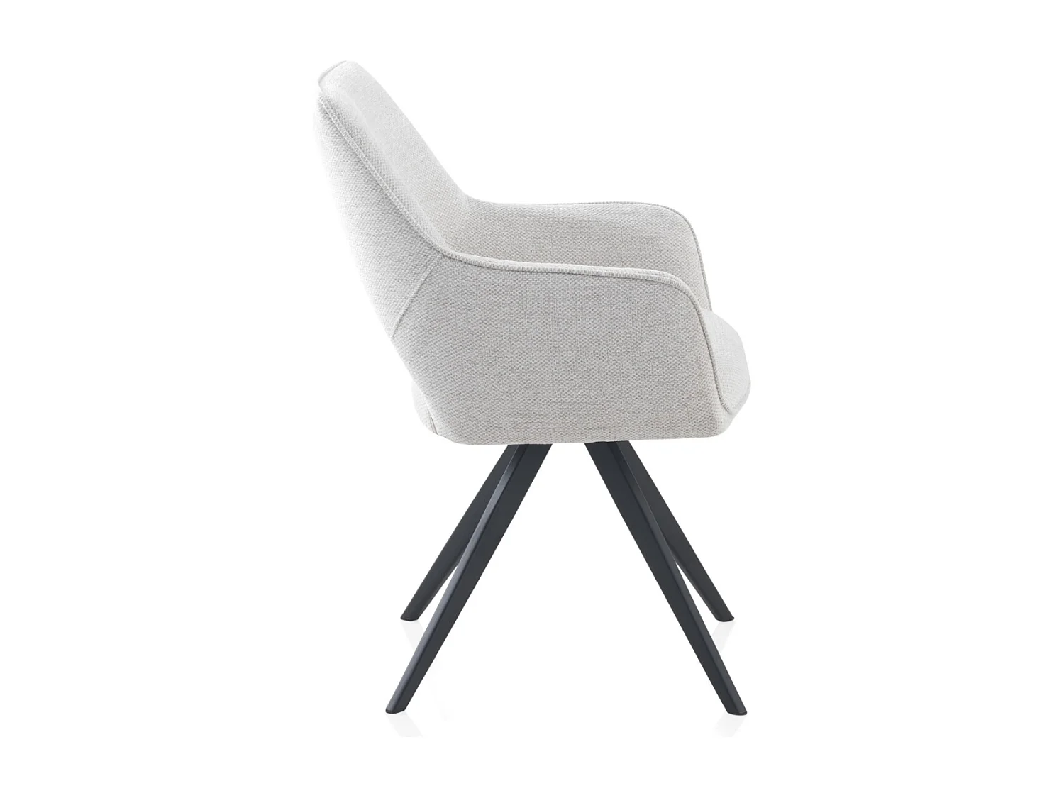 Lot de 4 fauteuils pivotants rembourrés beige avec pieds métalliques noirs