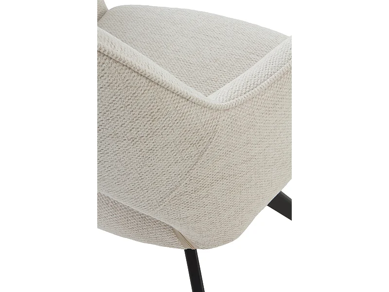 Lot de 4 fauteuils pivotants rembourrés beige avec pieds métalliques noirs