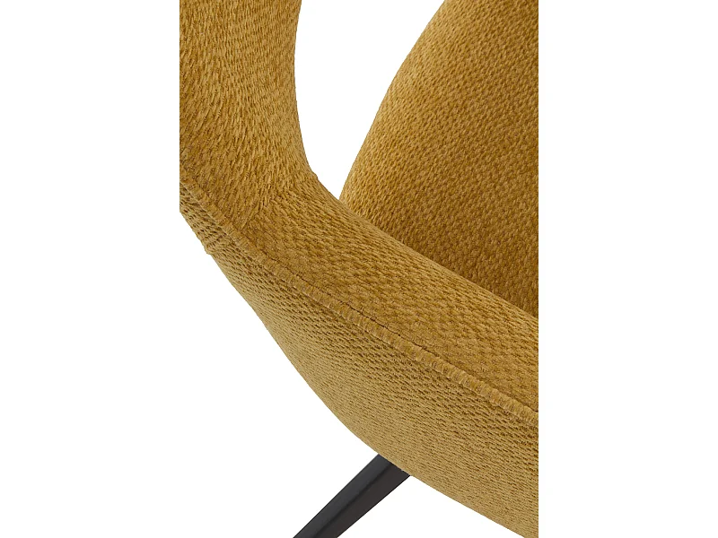 Packung mit 4 senfgelben gepolsterten Drehsesseln mit schwarzen Metallbeinen