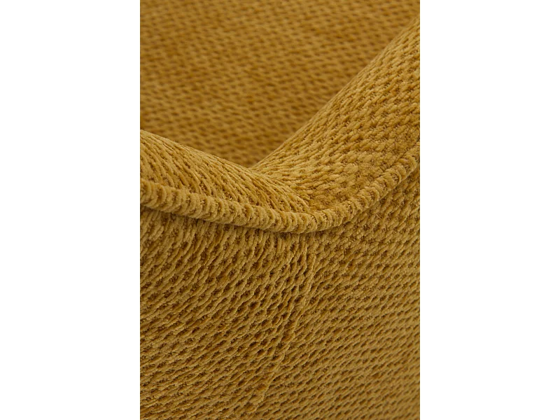 Pacote de 4 cadeirões giratórios estofados em tecido cor de mostarda com pés em metal preto