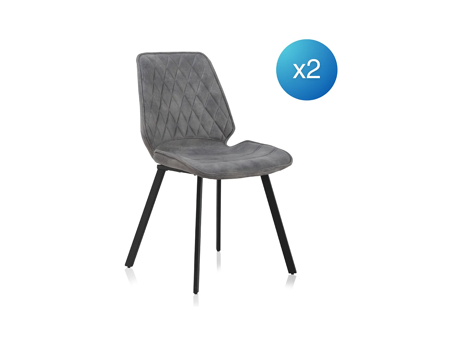 Lot de 2 chaises tapissées gris clair avec pieds métalliques noirs