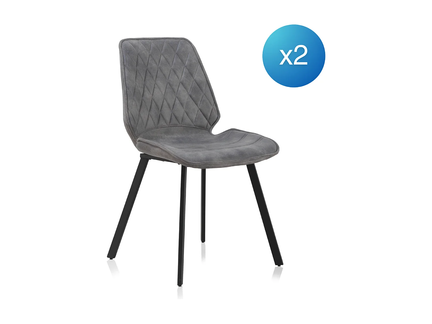 Lot de 2 chaises rembourrées gris clair avec pieds métalliques noirs