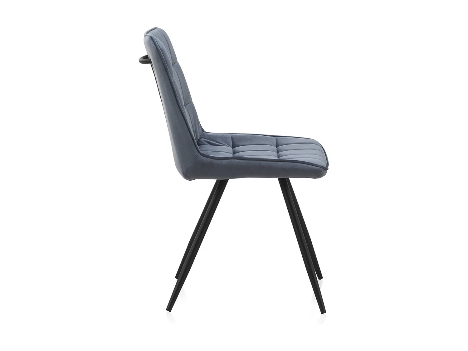 Pacote 2 cadeiras estofadas azuis com pés metálicos pretos