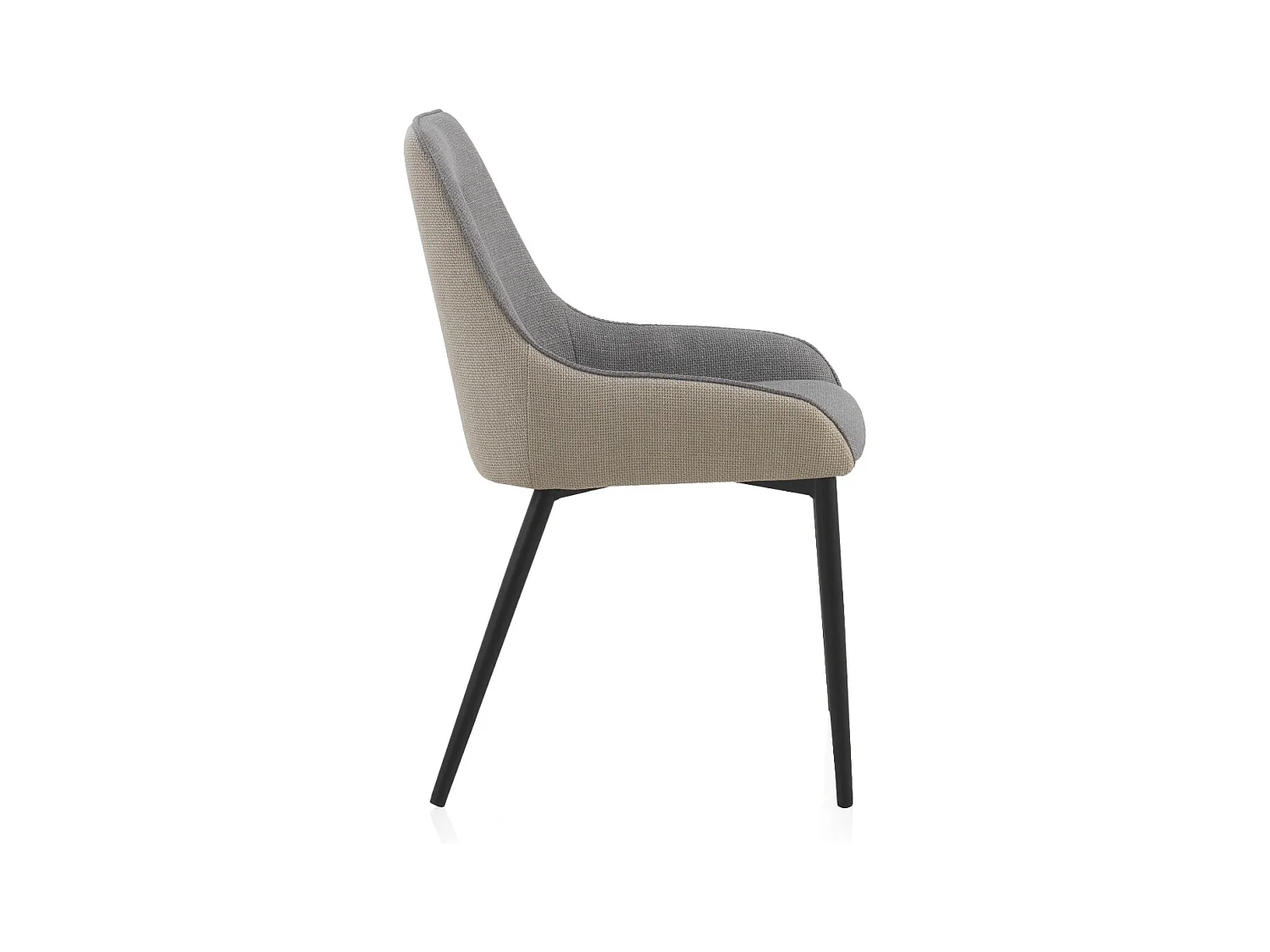 Packung mit 4 zweifarbigen beige/grauen Polsterstühlen mit schwarzen Metallbeinen
