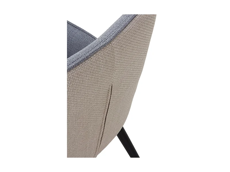 Packung mit 4 zweifarbigen beige/grauen Polsterstühlen mit schwarzen Metallbeinen