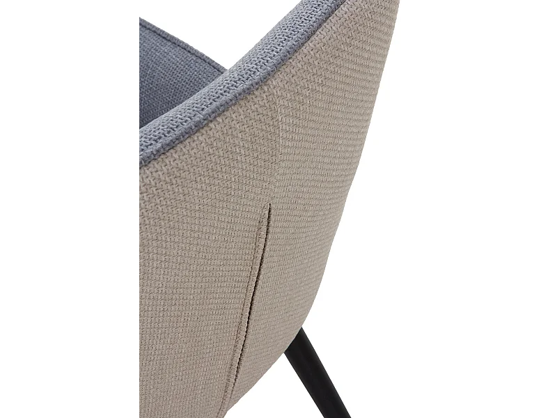 Lot de 4 chaises rembourrées bicolores beige/gris avec pieds en métal noir