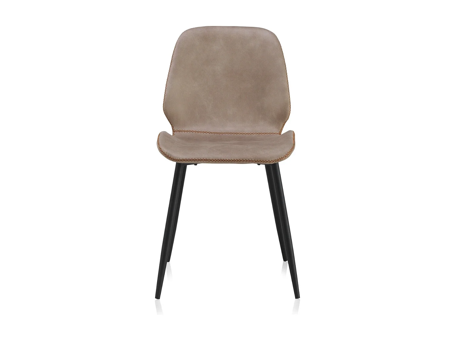 Lot de 2 chaises rembourrées beige avec pieds métalliques noirs