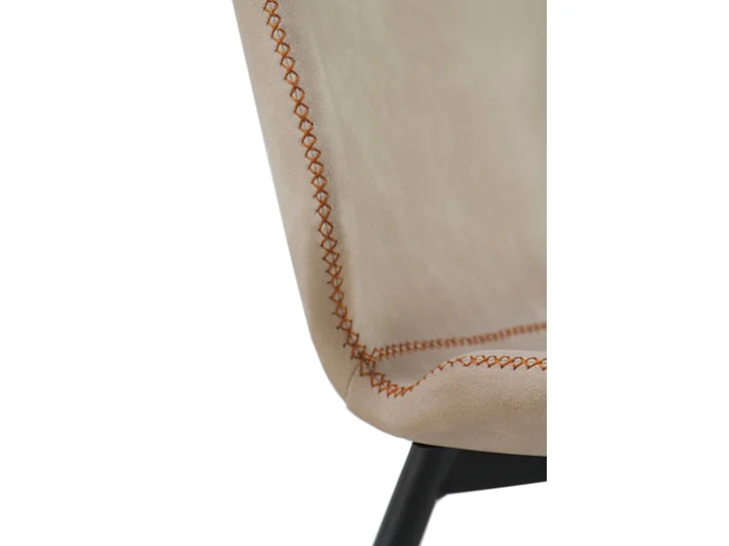 Lot de 2 chaises rembourrées beige avec pieds métalliques noirs