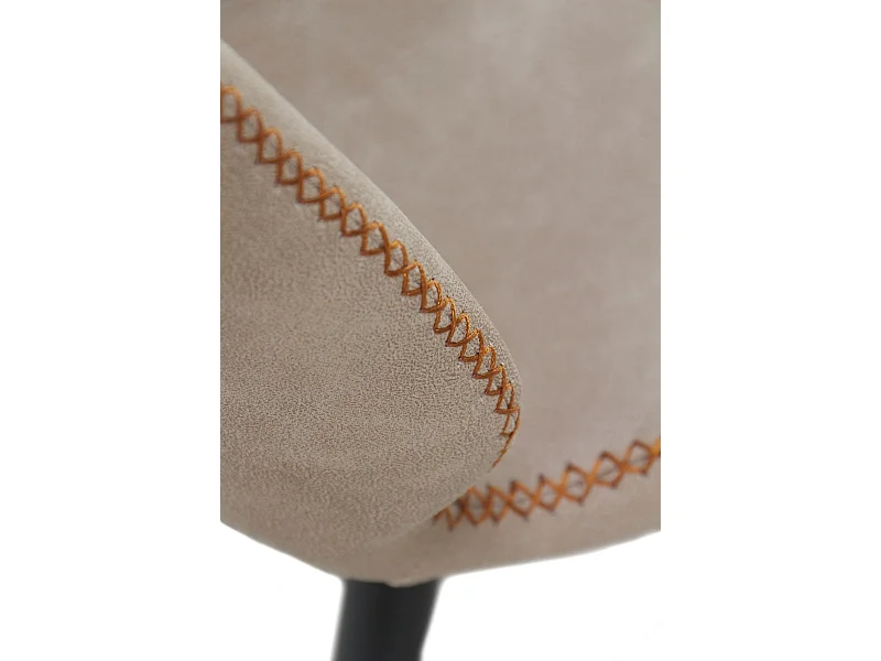 Lot de 2 chaises rembourrées beige avec pieds métalliques noirs