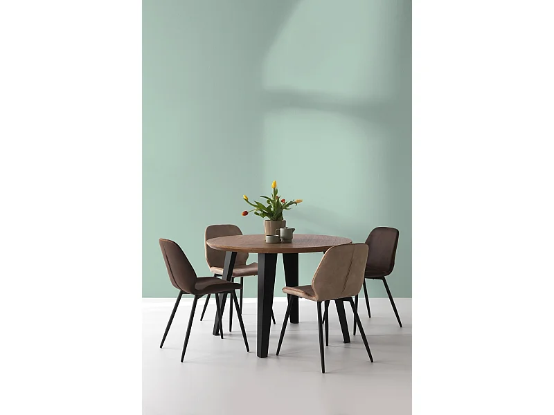 Lot de 2 chaises rembourrées beige avec pieds métalliques noirs