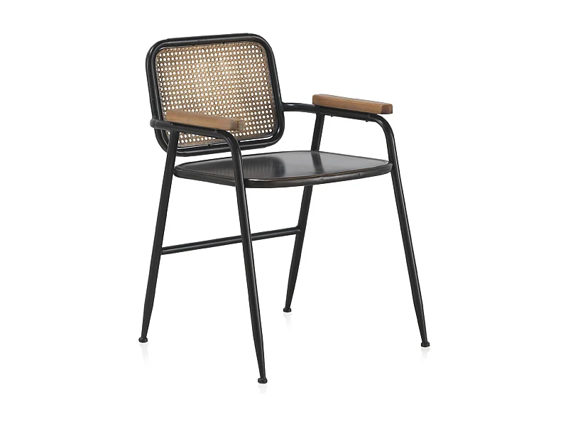 Sessel mit Bronzelehne und schwarzem Metallgestell