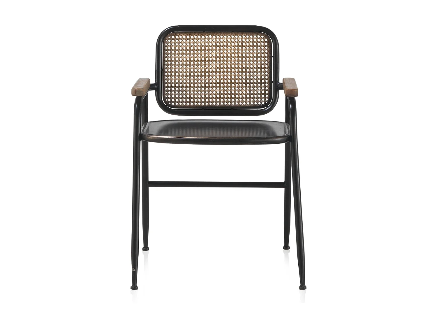 Sessel mit Bronzelehne und schwarzem Metallgestell