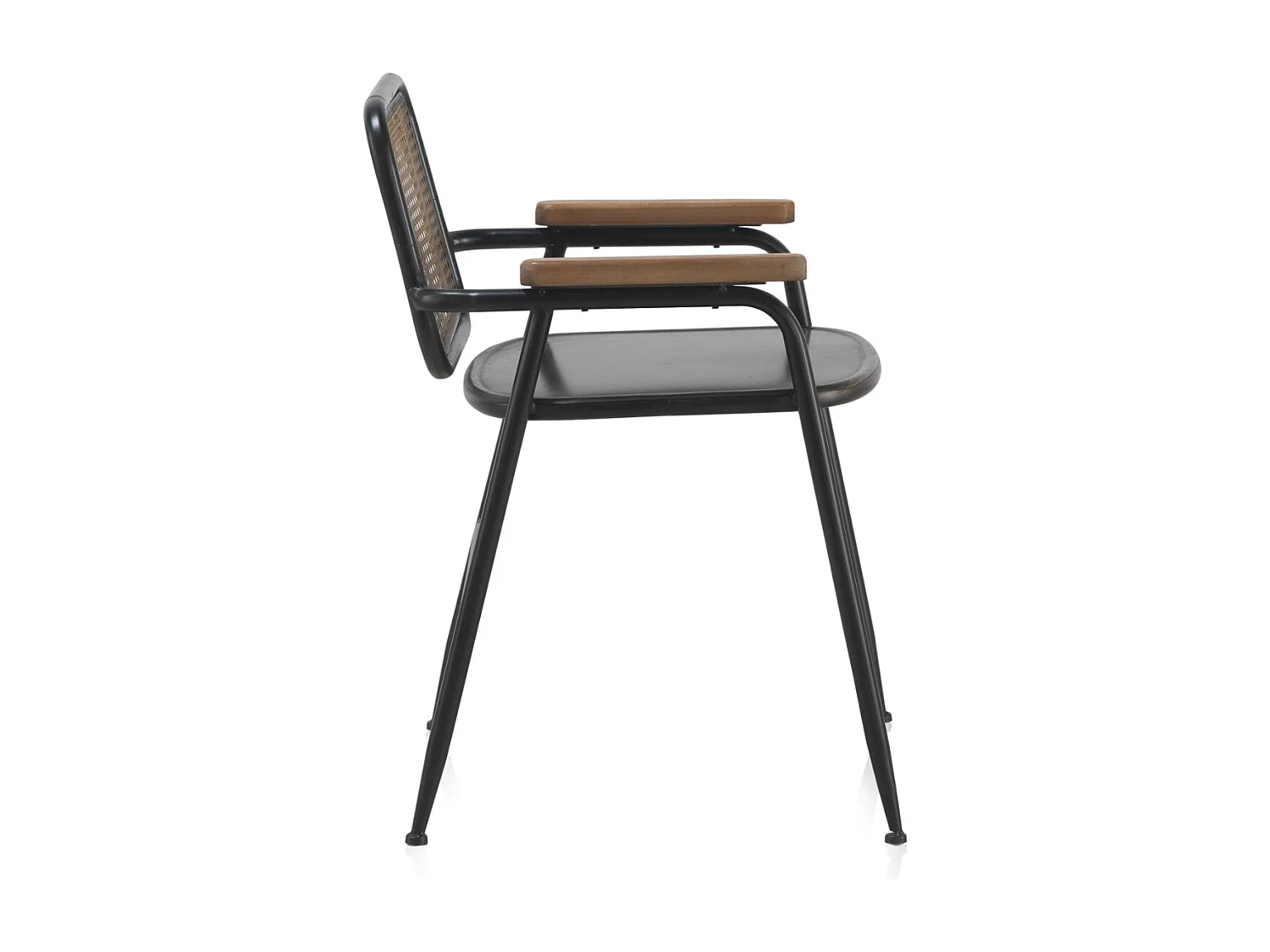 Sessel mit Bronzelehne und schwarzem Metallgestell