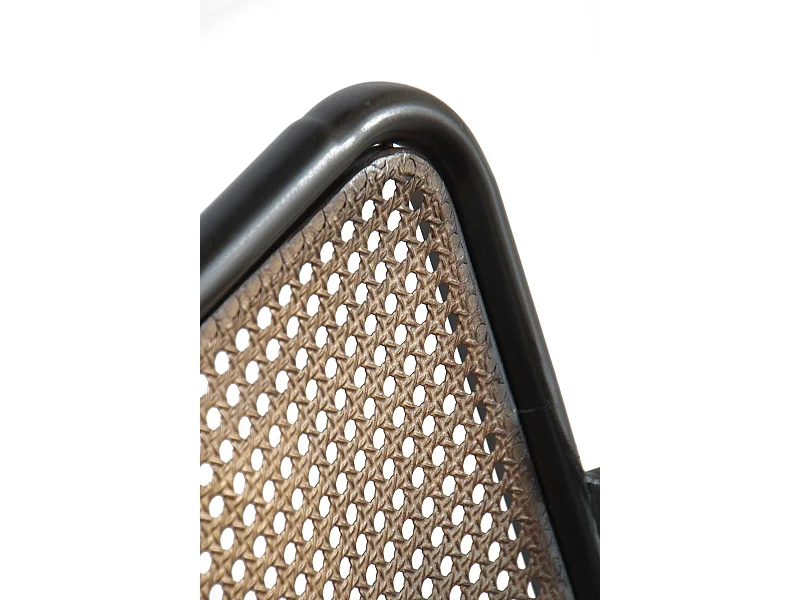 Sessel mit Bronzelehne und schwarzem Metallgestell