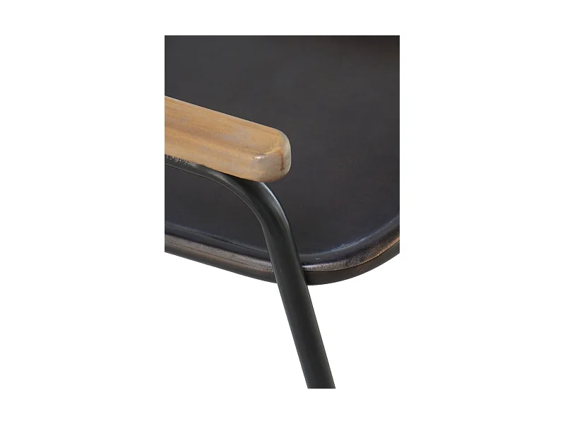 Cadeira de braços com costas em bronze e estrutura metálica preta