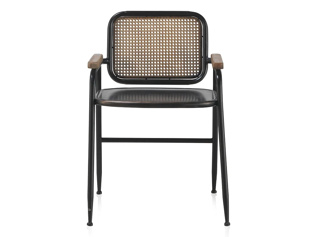 Sillón respaldo en bronce estructura metal negra
