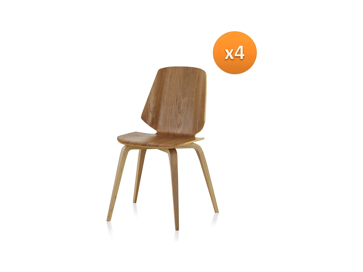 Lot de 4 chaises en contreplaqué chêne