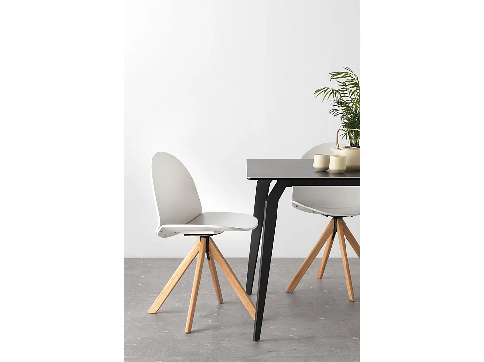 Pack 2 sillas madera lacada blanca giratoria