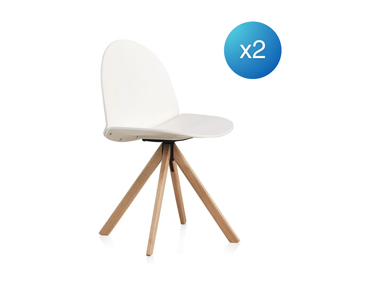 Pack 2 sillas madera lacada blanca giratoria