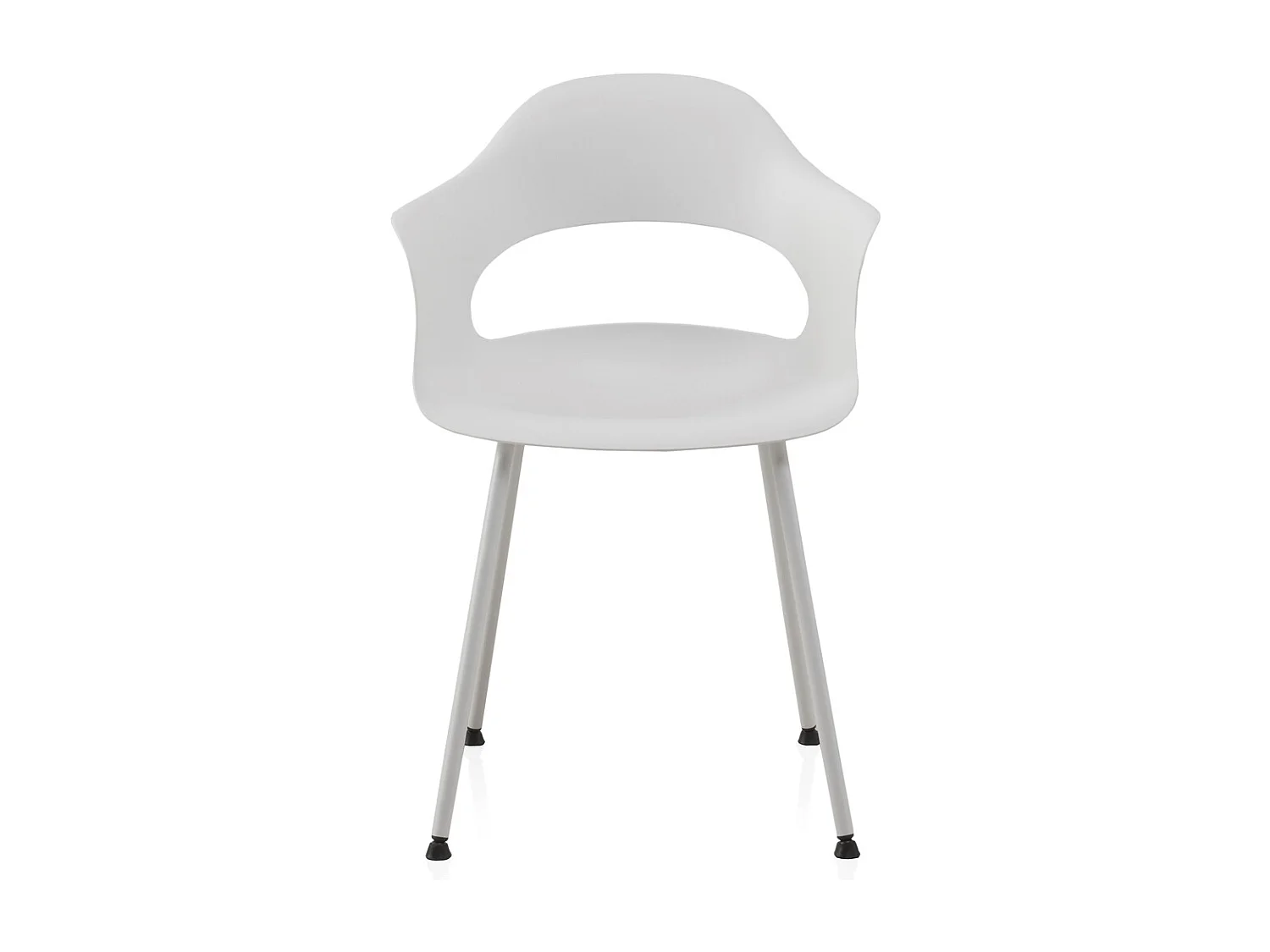 Packung mit 4 weißen PP-Sesseln mit Metallbeinen