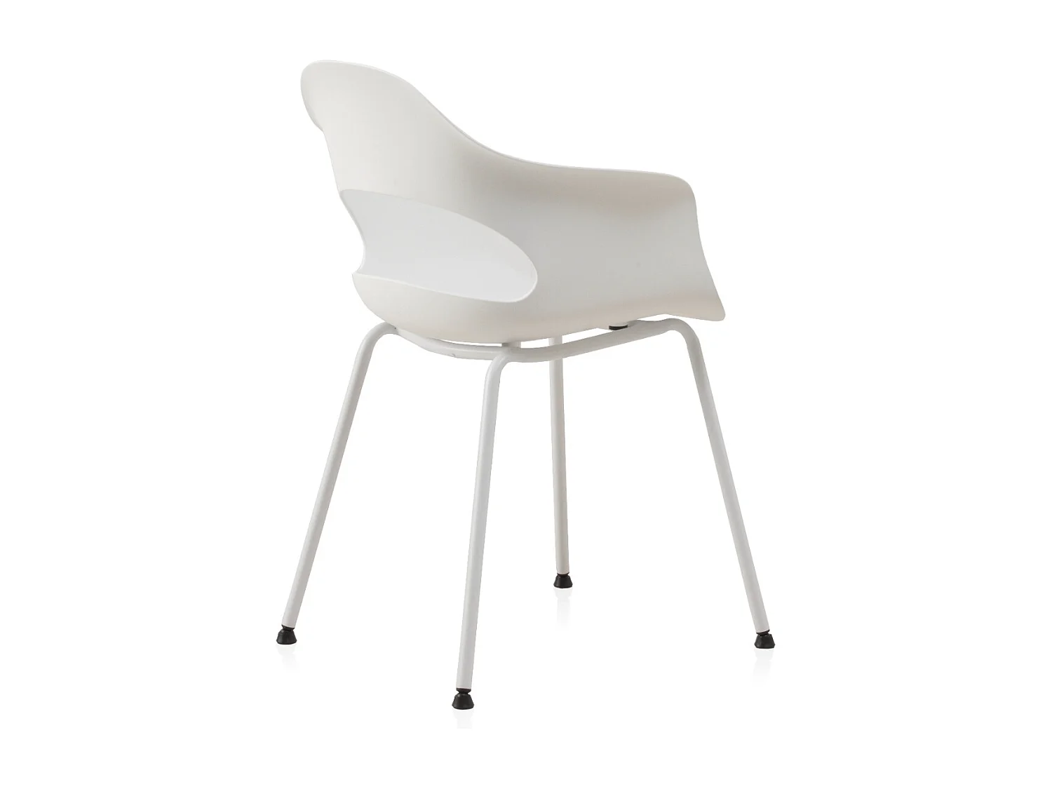 Pack 4 sillones pp color blanco con patas metálicas