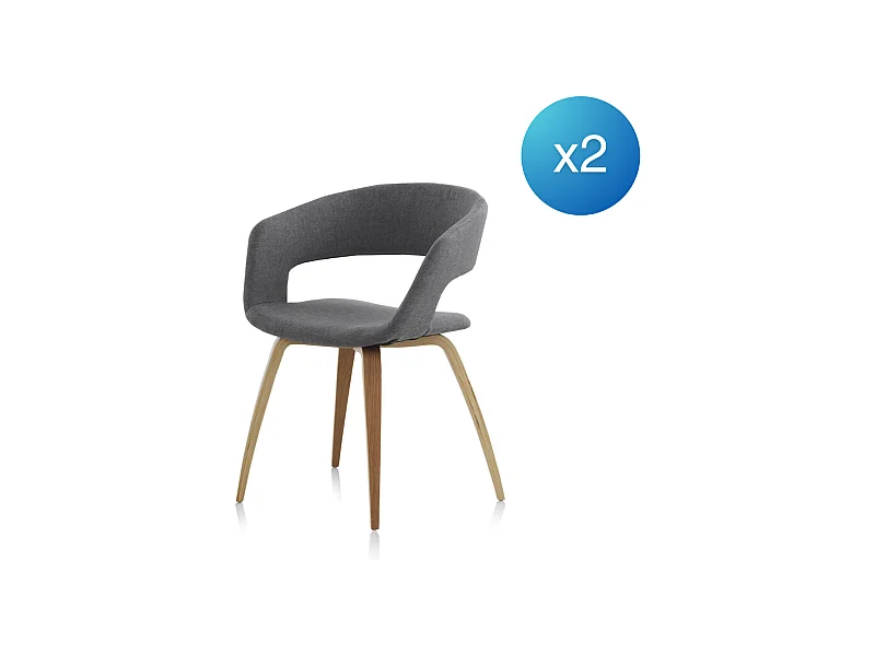 Packung 2 graue gepolsterte Sessel